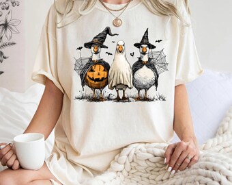 Boo Ghost Goose Comfort Colors Shirt, Funny Skeleton Goose Halloween Sweatshirt, Pumpkin Goose Hoodie, Cute Fall Spooky Tee, Fall Funny Tee