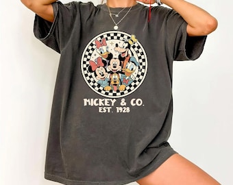 Retro Mickey & Co 1928 Comfort Colors Shirt, Disneyland Tee, Disneyworld Shirt, Mickey And Friends Family Shirt, Disney Gift