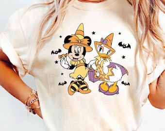 Minnie And Daisy Halloween Comfort Colors Shirt, Best Friend Halloween T-Shirt, Disney Minnie And Daisy Witches Shirt, Disney Halloween Tee