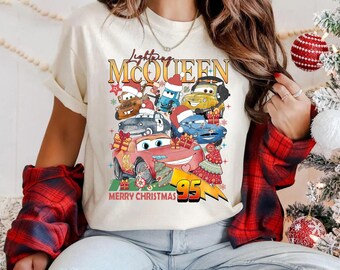 Merry Christmas Cars 2025 Comfort Colors Shirt, Lightning Mcqueen Christmas Shirt, Cars Christmas Matching Shirt, Disneyworld Christmas Tee