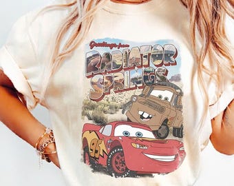Comfort Colors Radiator Springs Cars Movie Shirt, Vintage Lightning McQueen Shirt, Cars Movie Disney Shirt, Disney Family Trip Shirt