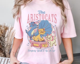 Retro Disney The Aristocats Playing With Gramophone Shirt, Disney Marie Cat Comfort Colors Shirt,Disneyland Family Holiday Vacation 2025 Tee