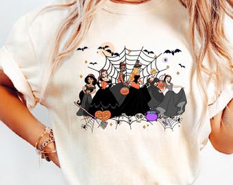 Disney Princess Halloween Comfort Colors Shirt, Mickey's Not So Scary Halloween Party Tee, Cinderella Rapunzel Belle Witch Halloween Shirt