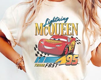 Vintage Lightning Mcqueen Comfort Colors Shirt, Retro Cars Movie Shirt, WDW Family Vacation Shirt, Piston Cup Shirt, Cars Land Shirt