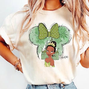 Disney Princess Tiana Castle Comfort Colors Shirt, Disney Character Shirt, Princess Girl Shirt, Minnie Ears Tee, Watercolor Princess Shirt