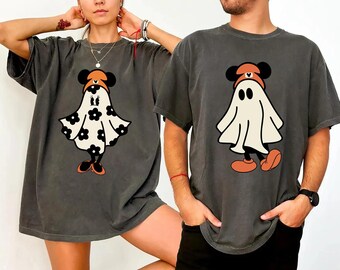 Retro Mickey Minnie Halloween Couple Shirts, Mickey Ghost Comfort Colors Shirt, Minnie Ghost Shirt, Spooky Season Shirt, Disney Halloween