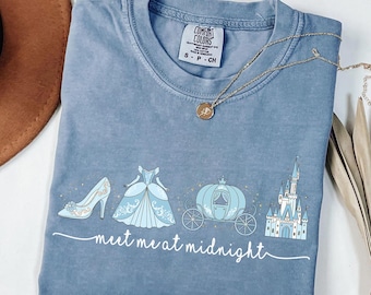 Comfort Colors® Meet me at Midnight Shirt, Cinderella Inspired T-Shirt, Disney Girls Trip 2025, Disney Cinderella Shirt, Princess Party Gift