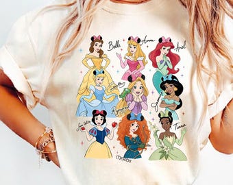 Disney Princess Shirt, Watercolor Magic Castle Princess Shirt, Disney Princess Signature Sketch Sweatshirt, Disneyland Family Trip Tees