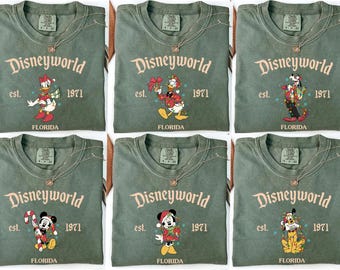 Comfort Colors Disneyworld Family Christmas Shirts, Disneyworld Characters Tee, Disney Christmas Matching Tee, Disney Florida Trip Holiday T