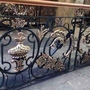 Wrought Iron Railing - Terrace Balusters - Stair Balusters - Balcony - Fence - Handmade Ornamental Railing - Hand Forged -  - Scroll Work