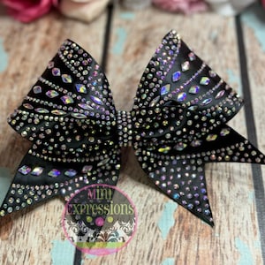 Super star Large Satin Rhinestone Cheer Bow with hand placed large stones custom colors/ Team bow/ Allstar Cheerleading/ competition Cheer