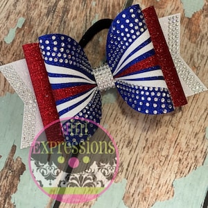 Large Dolly rhinestone Tailless Cheer Bow/ Allstar Cheer/ Competition Cheer/ School Cheer