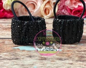 Black on black Rhinestone Scrunchie Cuff