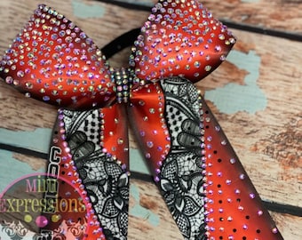 Lace Game day  Rhinestone Cheer Bow