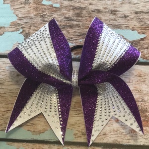 Large Purple and white Glitter Cheer Bow