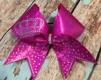 Crown Rhinestone Cheer bow