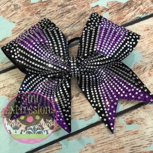 Black and Purple Glitter Rhinestone Cheer bow