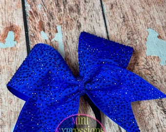 Royal Blue Spandex Full Rhinestone Cheer bow Cheerleading Allstar cheerleading school cheer