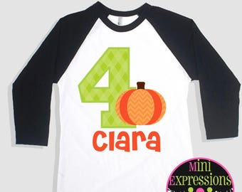 Pumpkin Birthday shirt Personalized Just for You Raglan Shirt