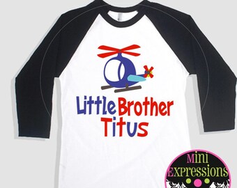 Helicopter Little Brother Raglan shirt Personalized Just For You