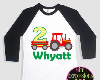 Birthday Tractor Raglan shirt Personalized just for you Any Age Any Name