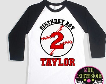 Baseball Personalized Birthday Raglan shirt Any Age Any Nmae