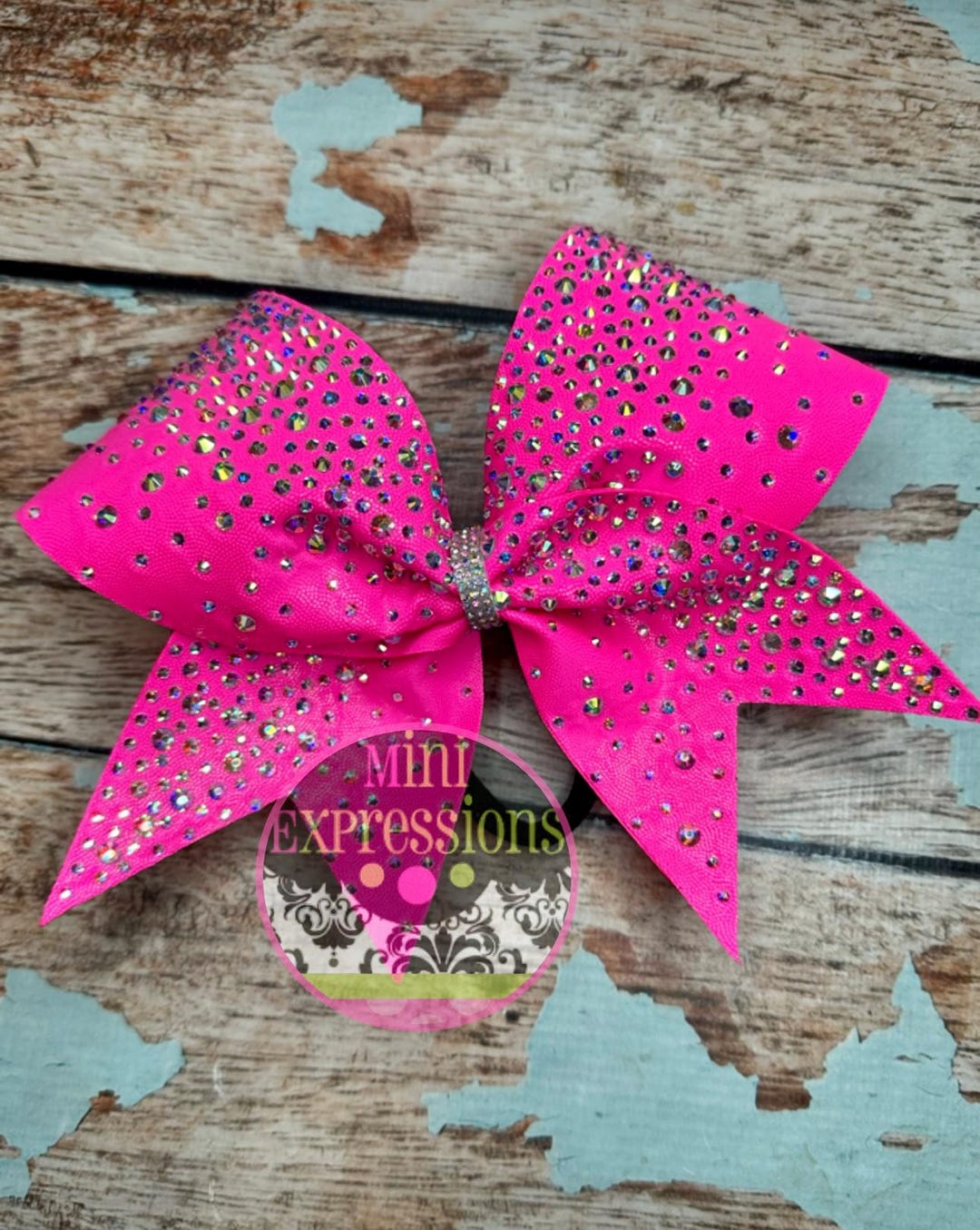 Pink Rhinestone Bow Large Hot Pink Rhinestone Cheer Bow - Etsy