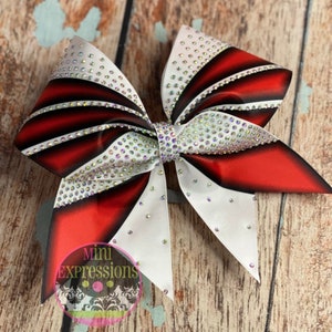 Red and Black Satin Rhinestone Cheer bow