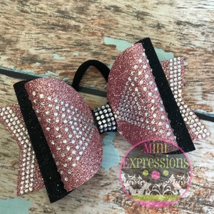 Large Dolly rhinestone Tailless Cheer Bow custom colors