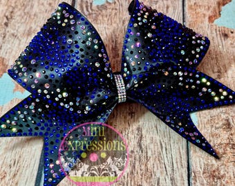 Blue Ombré Rhinestone Cheer Bow  Cheerleading/ cheer bows/ competition bow/ school cheer/ allstar