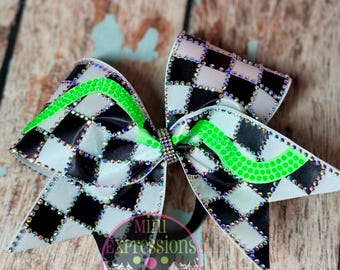 Checkered Rhinestone Cheer Bow Allstar Cheer Cheerleading/ school cheer