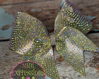 Gold Drip Bling Large Rhinestone Cheer Bow with
