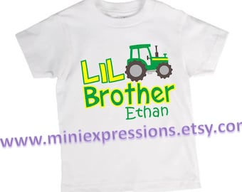 LIL Brother Tractor Shirt or Bodysuit Personalized With Any NAME