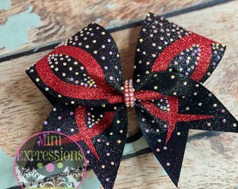 Infinity Glitter Rhinestone Cheer Bow Custom Colors Competition Size