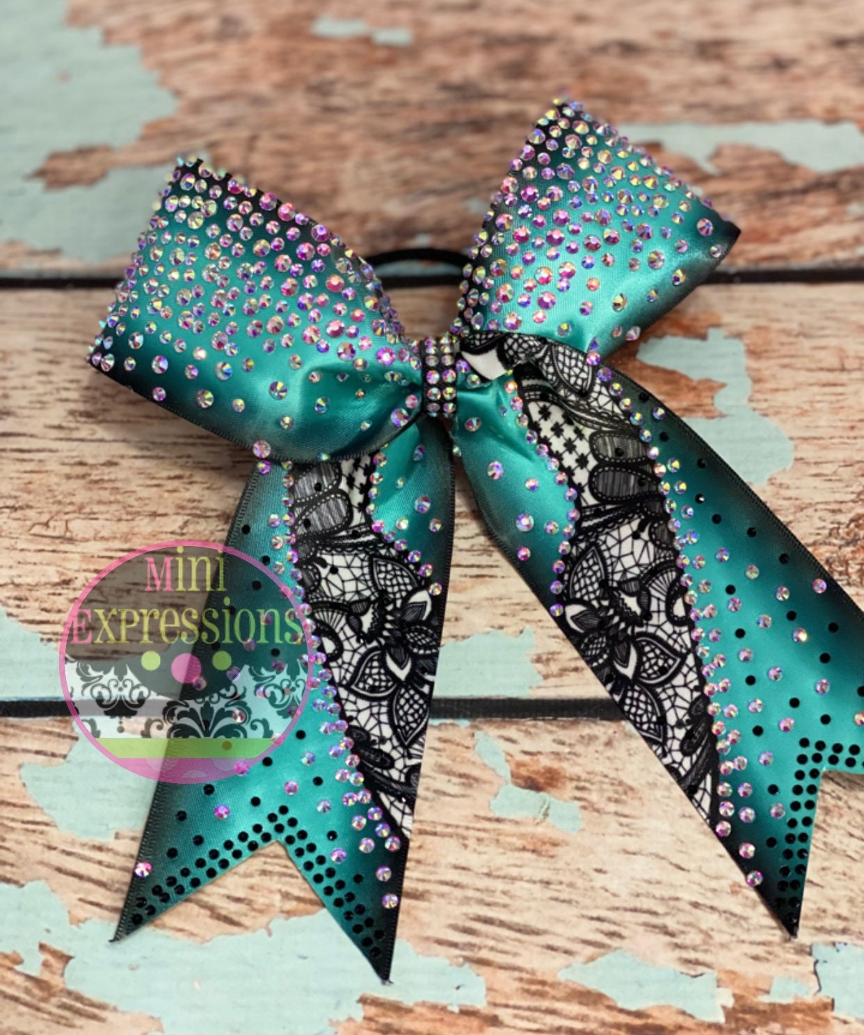 Lace Game day Rhinestone Cheer Bow