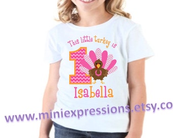 This Little Turkey Thanksgiving Birthday shirt Personalized