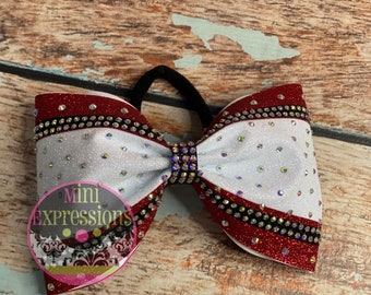Large Rhinestone Tailless Cheer Bow with