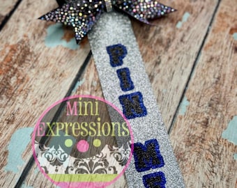 Cinta Pin Me con diamantes de imitación, lazo para porristas, lazo para mochila, Pinme, colores personalizados, porristas