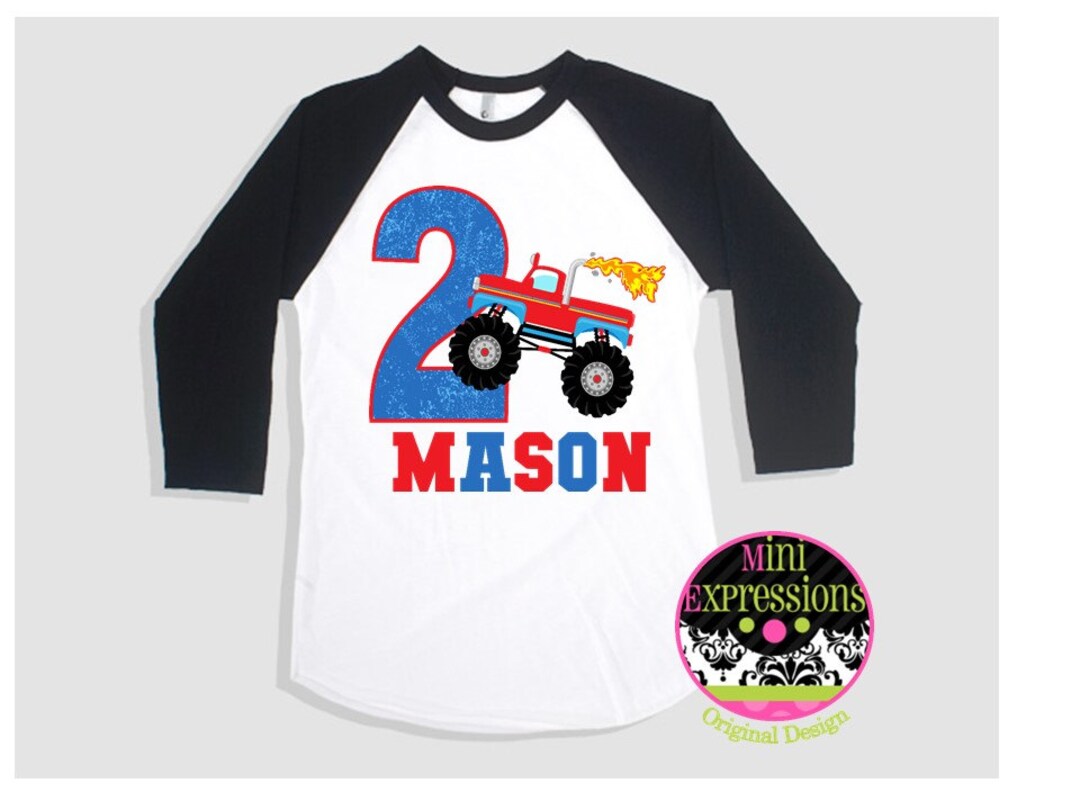 Monster Truck Raglan Birthday Shirt Personalized Just for You Any Age ...