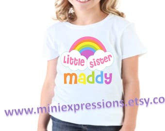 Rainbow LITTLE SISTER shirt Personalized