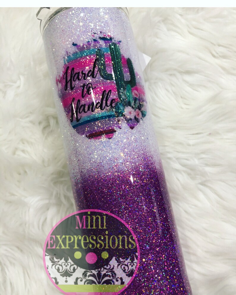 Hard to handle Cactus Glitter Tumbler Personalize Gift Etsy