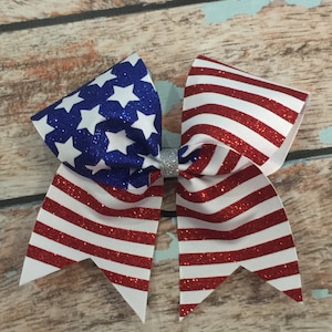 Red, White, and Blue American Flag  Cheer bow