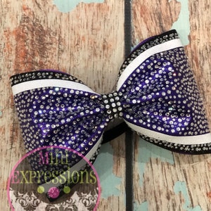 Large Scatter Glitter Rhinestone Tailless Cheer Bow Cheerleading Allstar bow