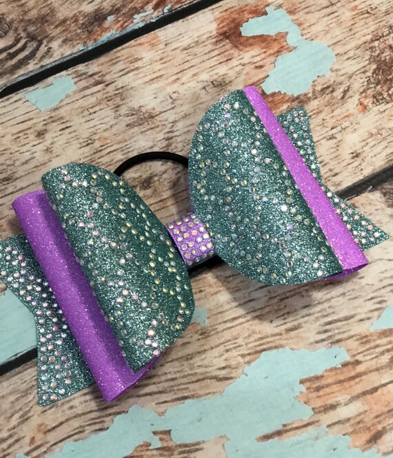 New Large Purple Glitter Cheer Bow Rhinestone Tailless Competition Hair Bow Unbranded | Accessories | New Large Purple Glitter Cheer Bow  main image 4