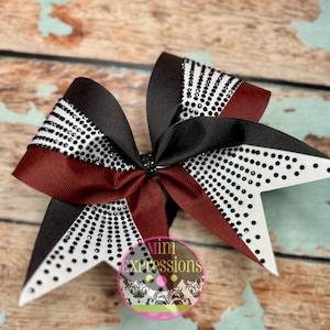 Large Maroon and Black Rhinestone Cheer Bow/ Allstar Cheer/ Competition Cheer/ School Cheer/Sideline