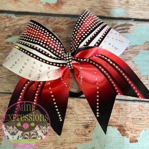 Red and Black Satin Rhinestone Cheer bow