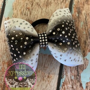 Large Scatter ombré Glitter or Satin Rhinestone Tailless Cheer Bow You Pick Color Competition Bow Rhinestone Cheer Bow All Star cheer Bow