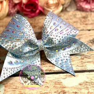 Super star Large Satin Rhinestone Cheer Bow with hand placed large stones custom colors/ Team bow/ Allstar Cheerleading/ competition Cheer