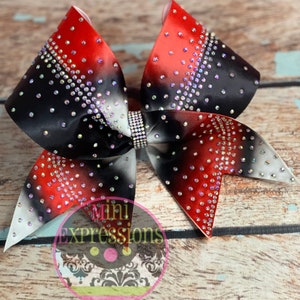 Red White  and Black Glitter Cheer Bow can be made in custom colors