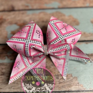 Breast Cancer Awareness Rhinestone Glitter Cheer Bow school cheer